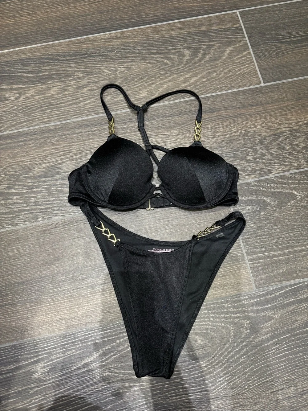 Victoria's Secret Black Push-Up Bra and Bikini Set